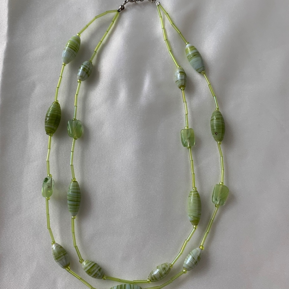 Green Glass Beaded Necklace